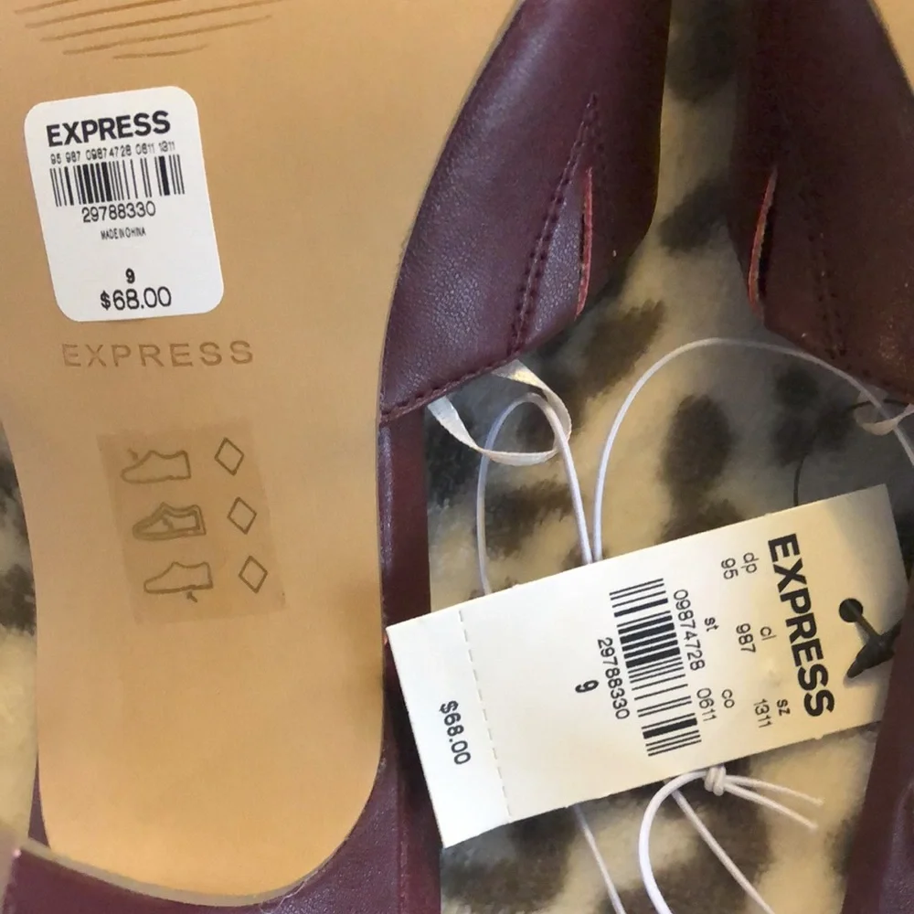 Express Wine Square Toe Slide Heeled Sandal Size 9